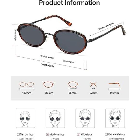 Trendy Oval Round Polarized Sunglasses for Men and Women Retro SJ1248